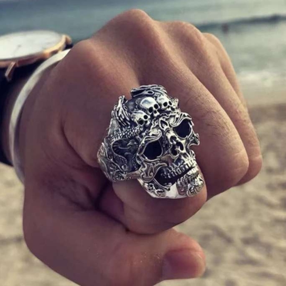 Gothic Punk Men Skull Ring - Picture 2 of 4